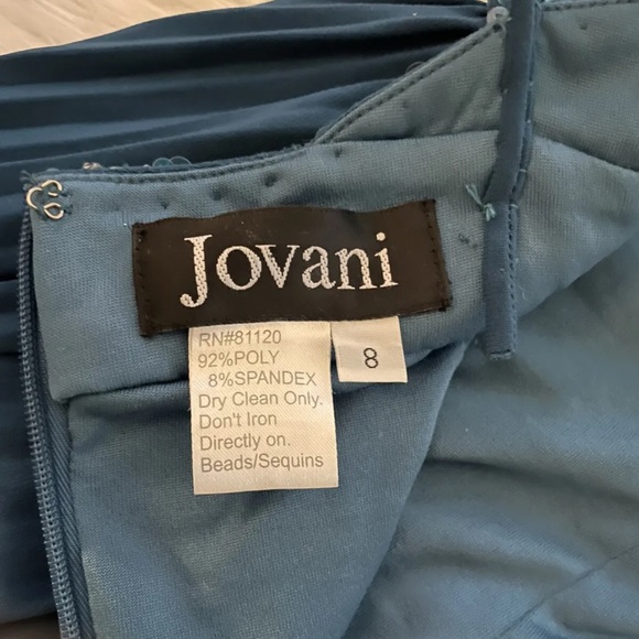 Jovani Formal Sequins Beaded Pleaded Long Evening Gown Dress With Bow - Picture 10 of 11